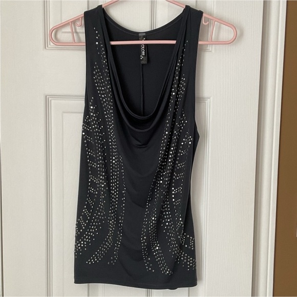 Colori Bedazzled Charcoal Bodycon Sleeveless Top - Picture 4 of 12